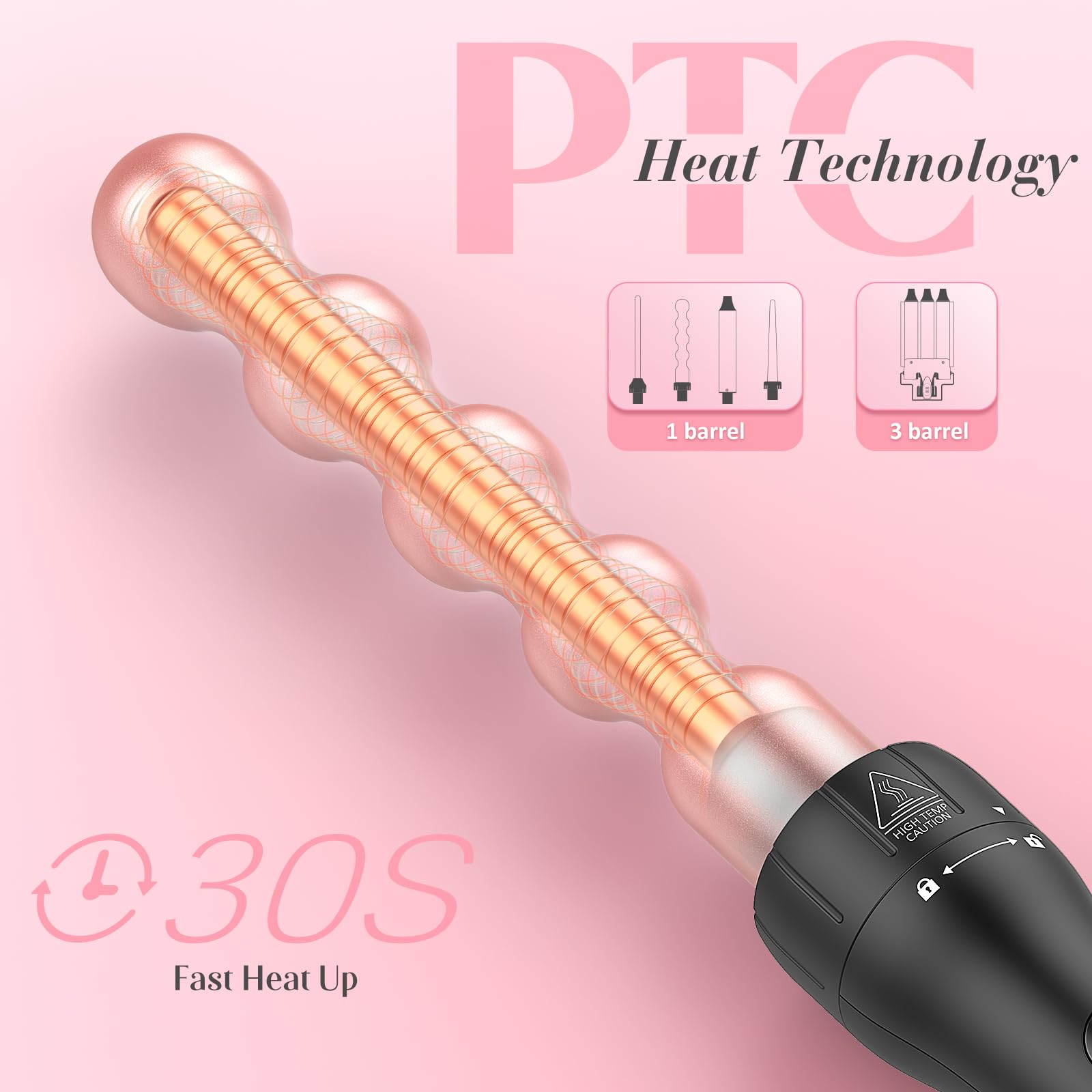 Mocemtry 5 In 1 Curling Wand Set With 3 Barrel Hair Crimper For Women