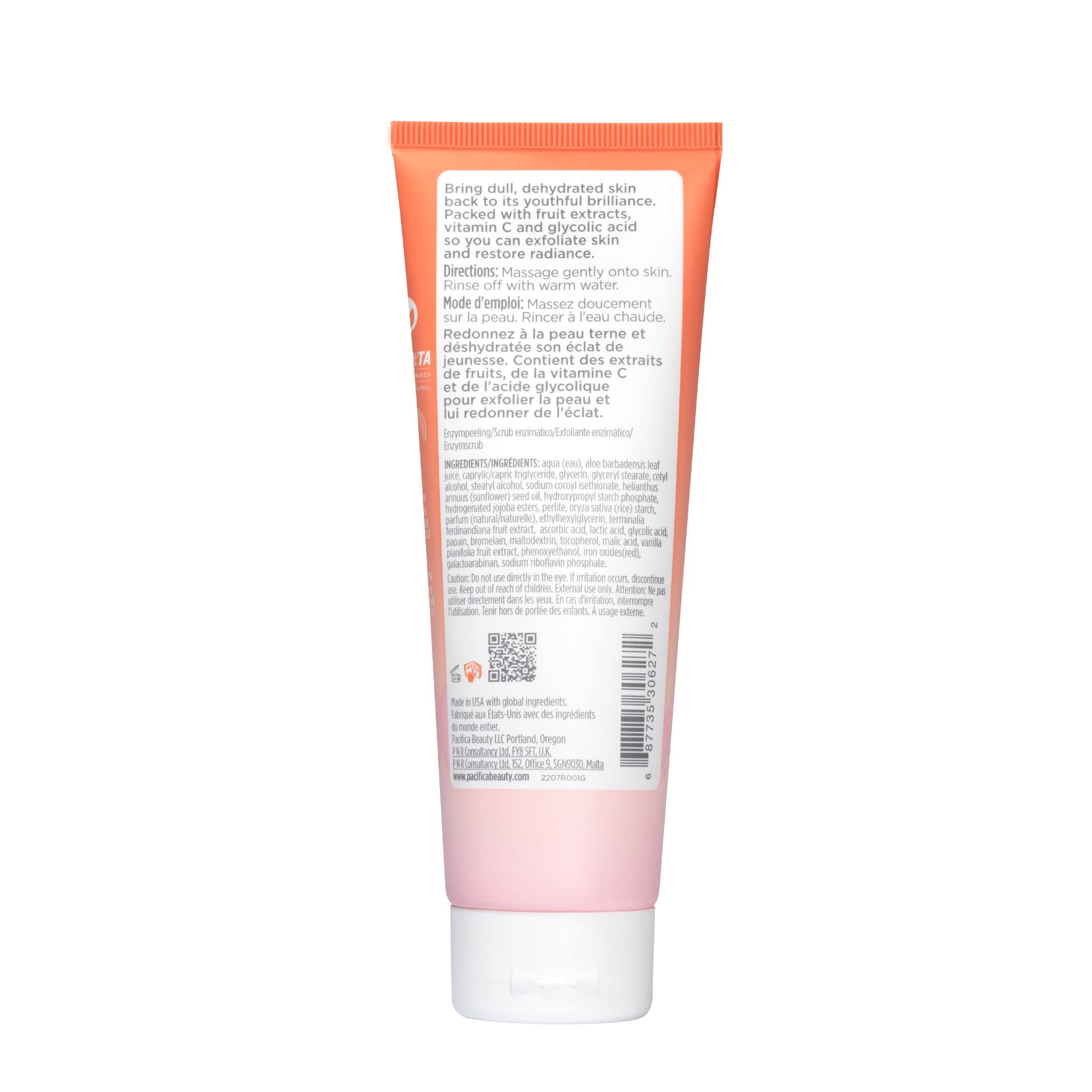 Pacifica Face Scrub - Glow Baby Super Lit Enzyme Scrub Mini, Skincare, Exfoliating Face Wash, Vitamin C, Glycolic Acid, Pore Cle