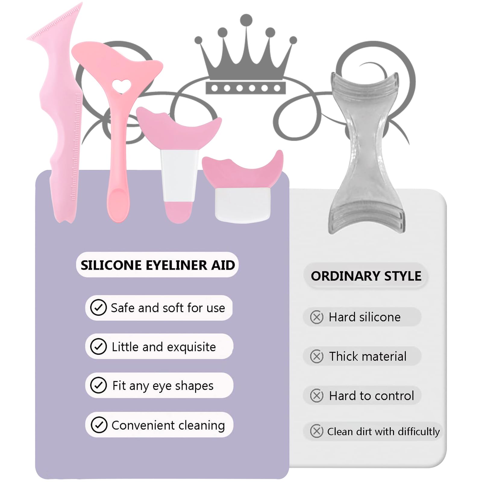 Oneupin 4Pcs Eyeliner Stencils Reusable Silicone Eyeliner Aid Mascara Shield Guard Eyeliner Eyelash Lipstick Eyeshadow Applicato