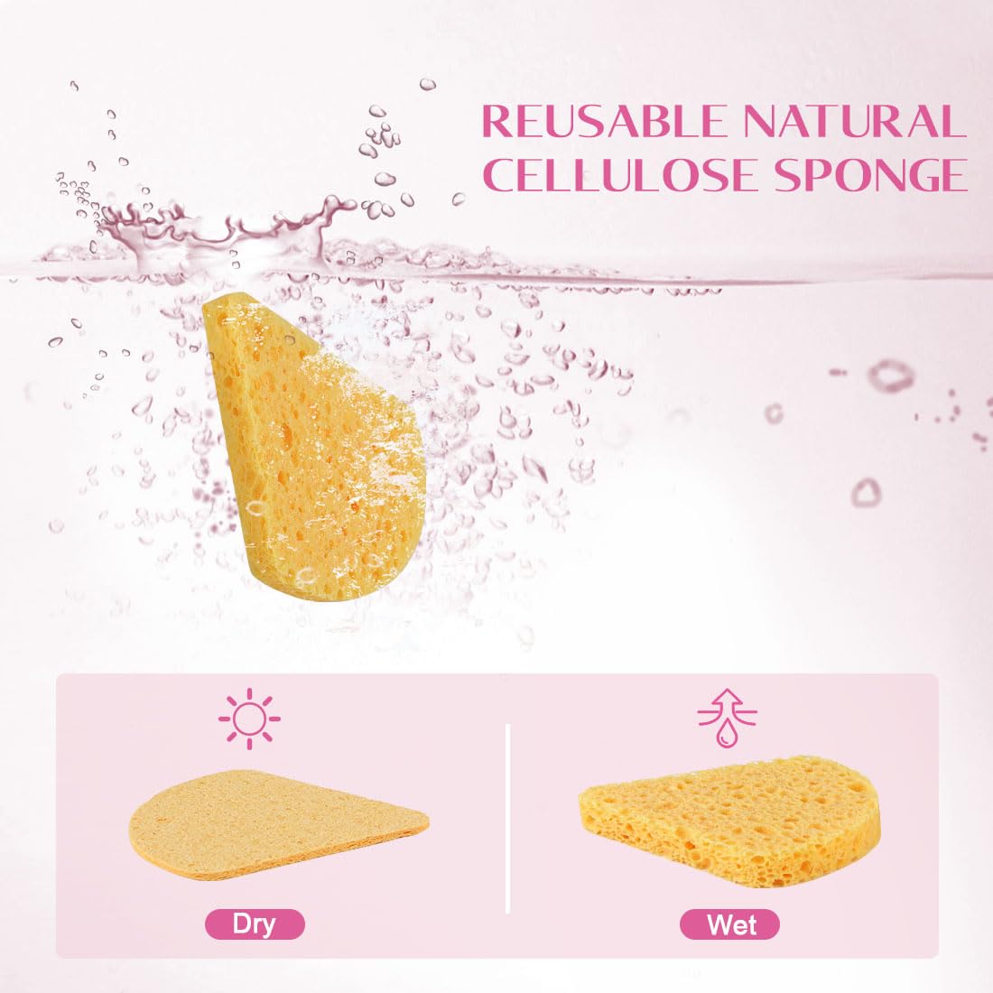 Unimade 120-Count Compressed Facial Sponges, Face Sponges For Cleansing, 100% Natural Cellulose Cosmetic Spa Scrub For Makeup Re