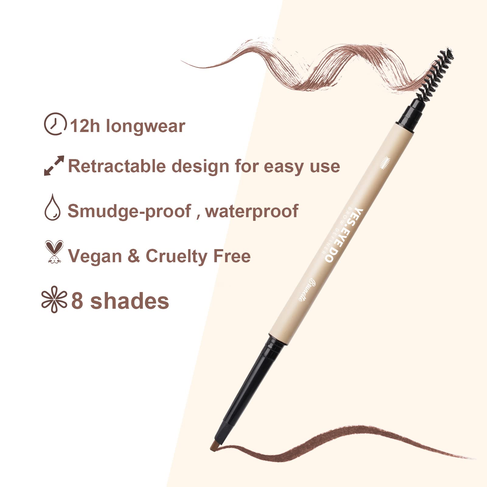 Taupe Eyebrow Pencil, Mechanical Double Head Precise Brow Pencil With Spoolie, Ultra Precise Eyebrow Definer Pencil, Ultra Fine