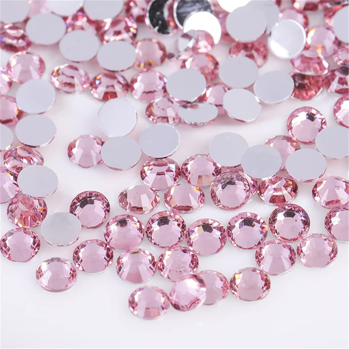 3000 Pieces SS12 3mm Flatback Rhinestones Clear Glass Round Gems Crystals for Nail Art DIY Crafts Clothes Shoes Bags (Light Pink