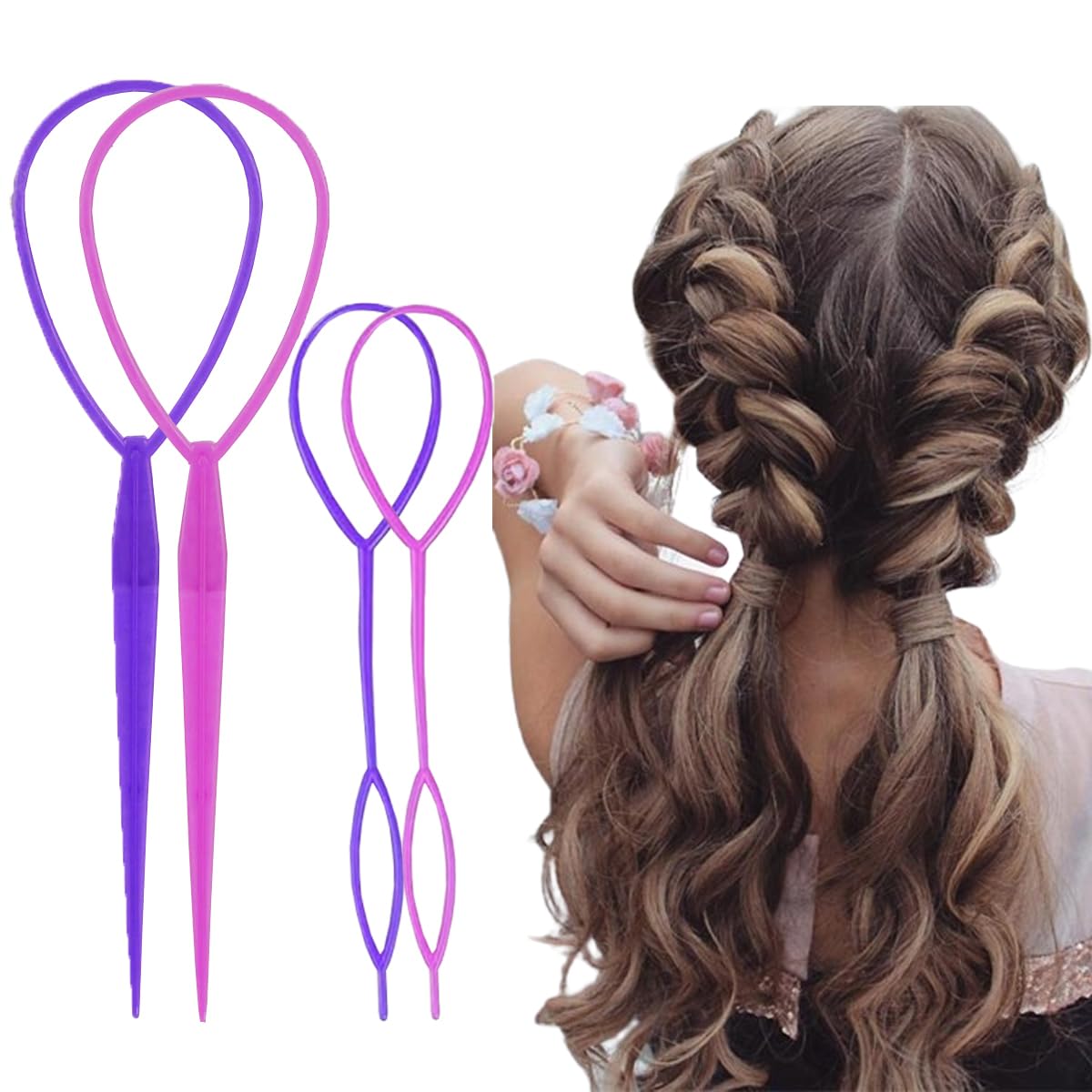 Vrose Flosi Topsy Tail Hair Tool Hair Pull Through Tool Hair Loop Styling Tool - Ponytail Maker French Braid Loop For Hair Styli