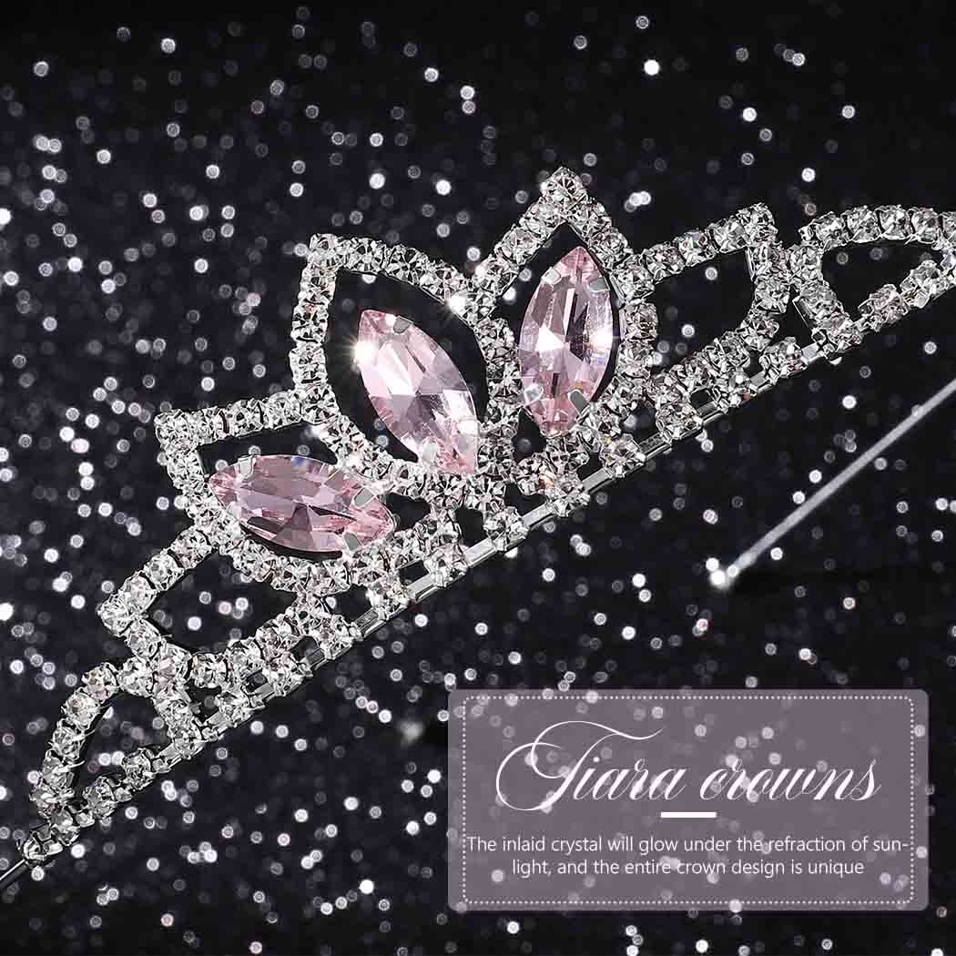 Kilshye Princess Silver Tiara And Crown Pink Crystal Tiaras Girls Pageant Crowns Rhinestone Birthday Headdress For Women And Gir