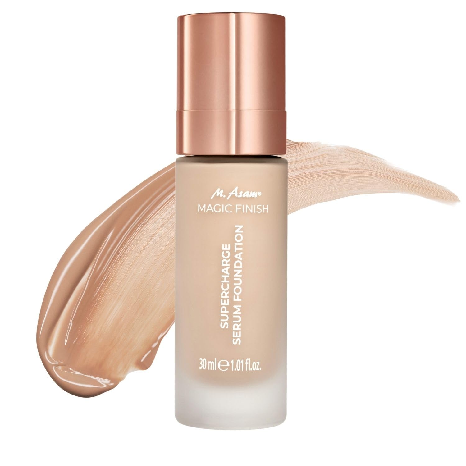 M. Asam MAGIC FINISH Supercharge Serum Foundation Warm Sand (1.01 Fl Oz) - Moisturizing Make Up & Firming Face Serum In One, Ant