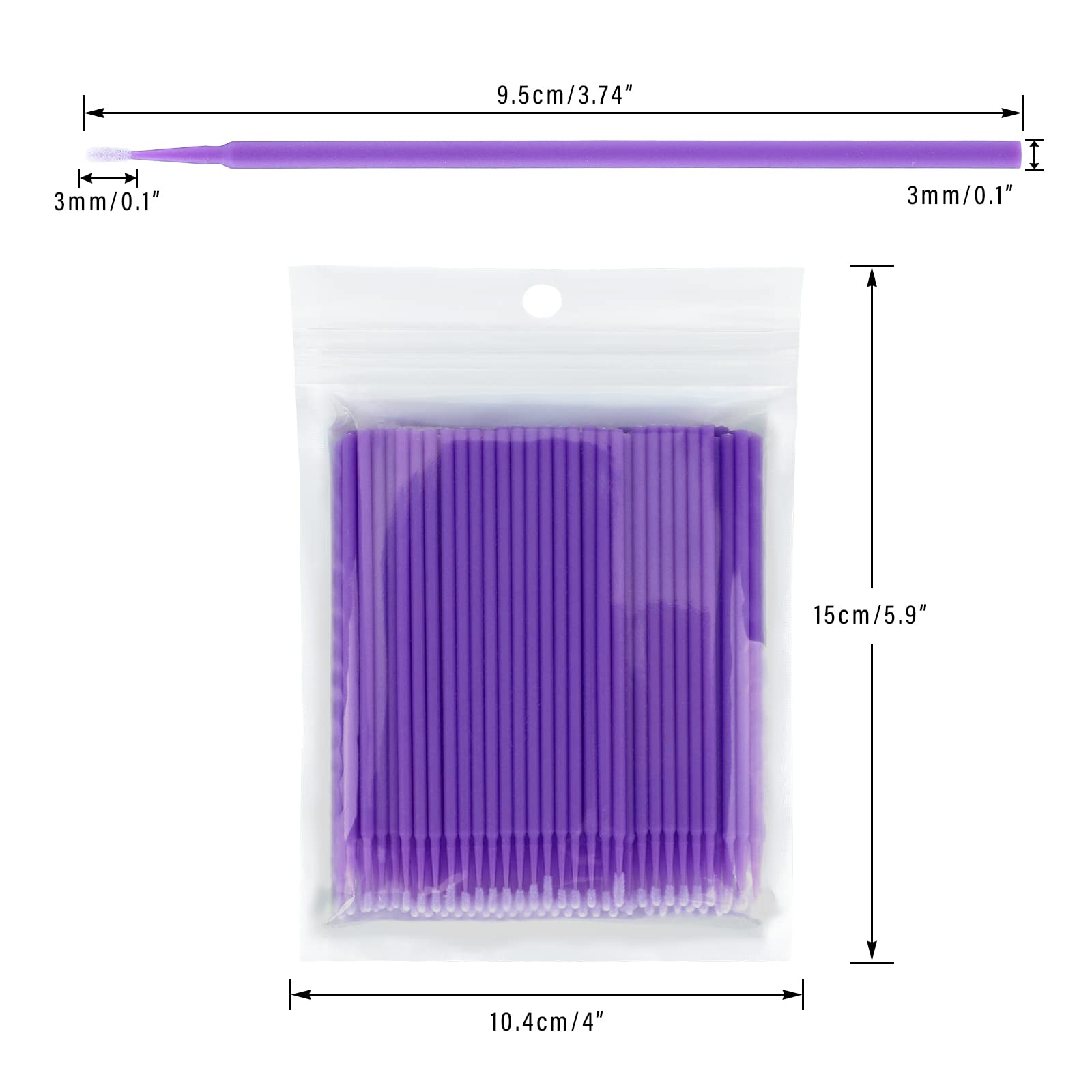 G2Plus 500Pcs Cotton Swabs, Purple Disposable Micro Applicators Brush For Makeup And Personal Care Cosmetic Brush, Micro Swabs F