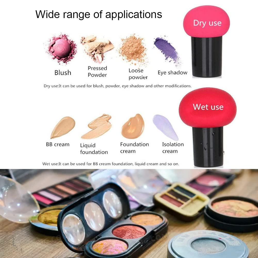 2 Pcs Makeup Sponges Makeup Sponges With Handles Cases Makeup Puffs For Foundation Creams And Powders (Mushroom A)