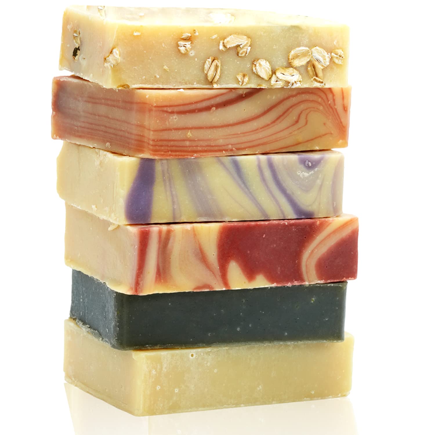 Way Natural Real Goat Milk Soap Bars, Variety - 6 Large (5oz), Premium Clean - Dry Skin Relief, Gentle - Hand/Body Bar Soap, Org