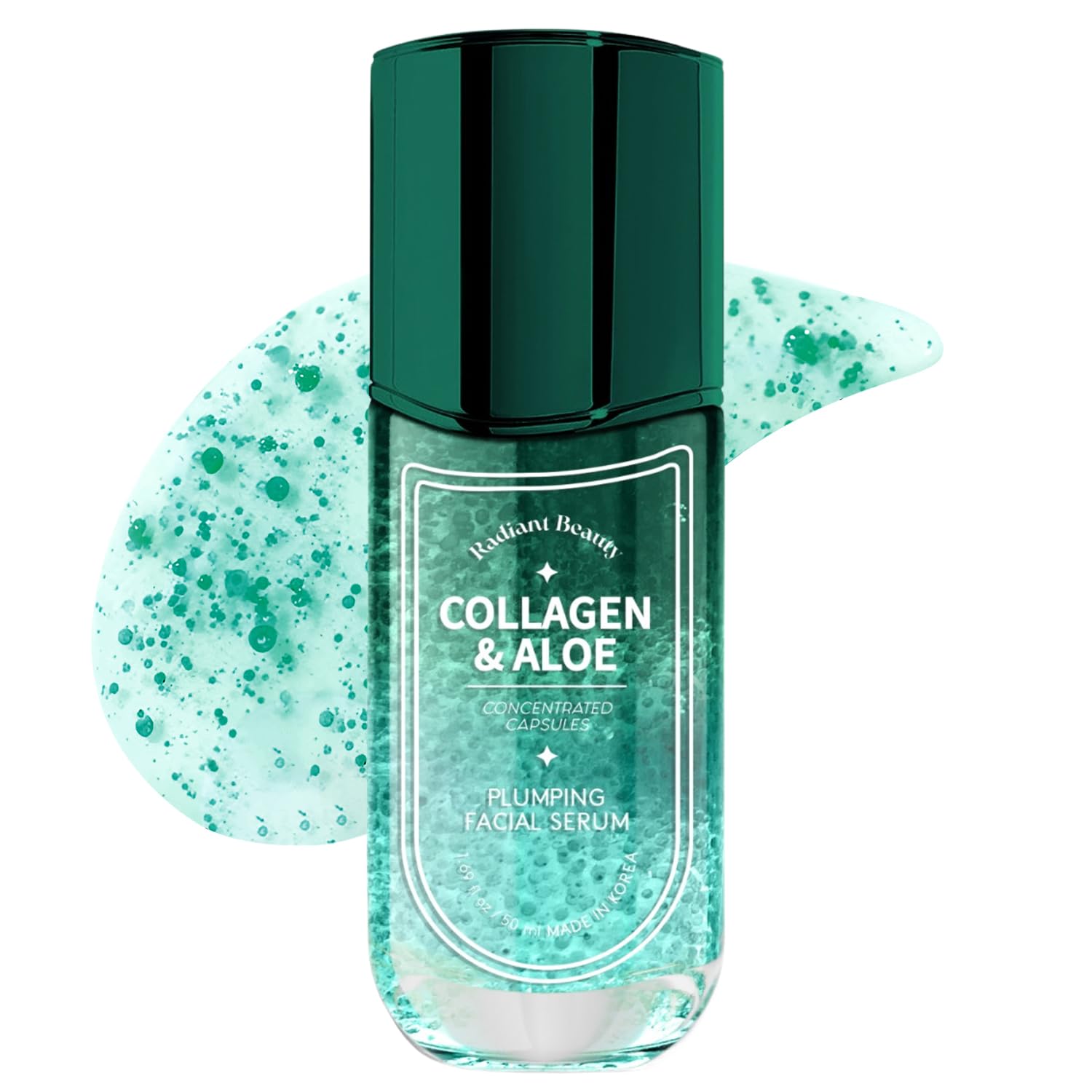 Radiant Beauty Collagen & Aloe Plumping Facial Serum - Soothing & Moisturizing - Reduces Wrinkles & Fine Lines, Combats Dark Spo