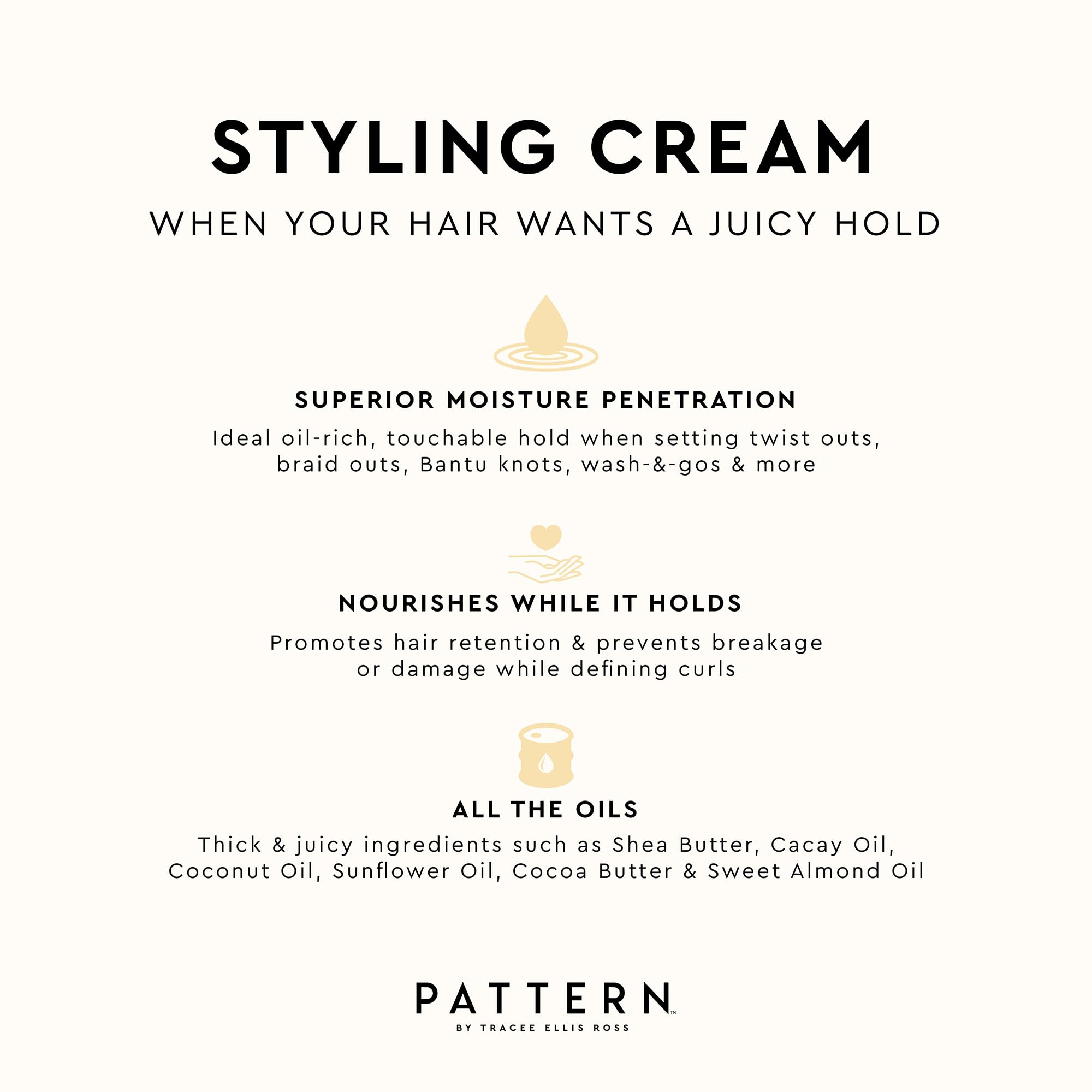 Pattern Beauty By Tracee Ellis Ross Styling Cream - Hold & Definition For Curly Hair 3B-4C, 25 Fl Oz