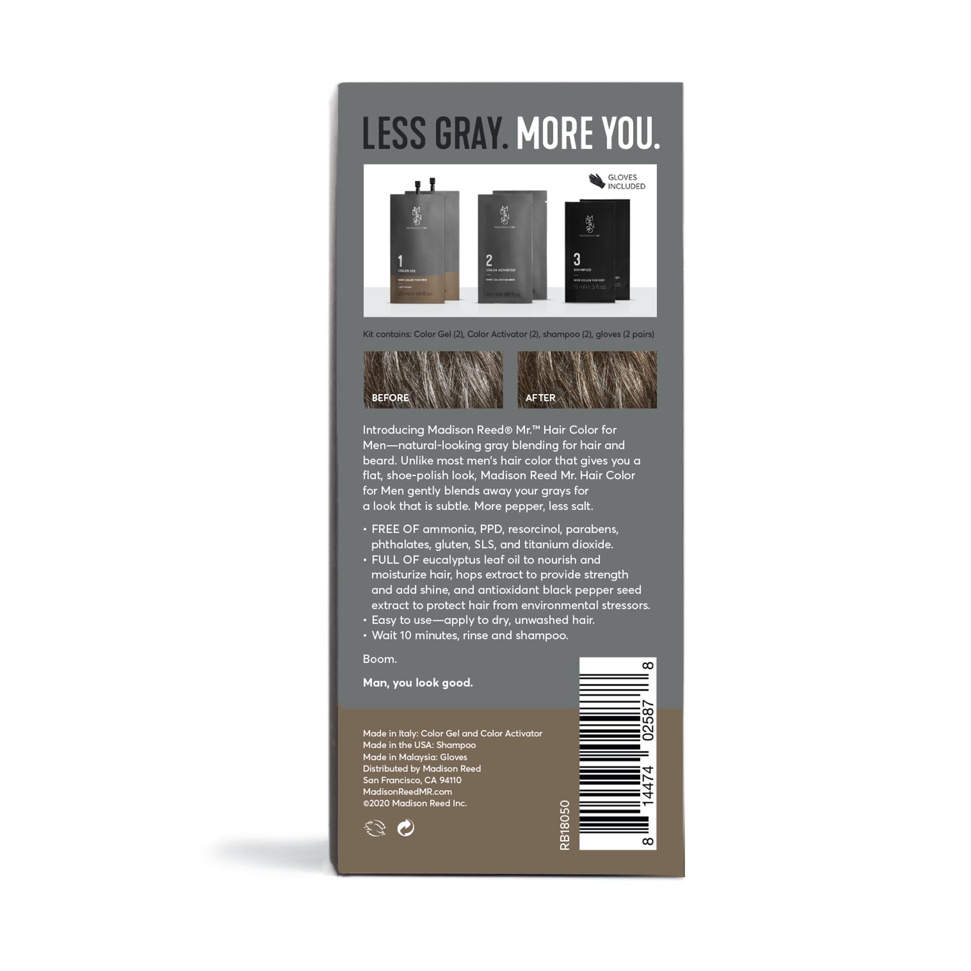 Madison Reed Mr. Hair Color For Men, Light Brown Demi-Permanent Hair Dye, Reduces Grays In 15 Minutes For Hair & Beard, Nourishi