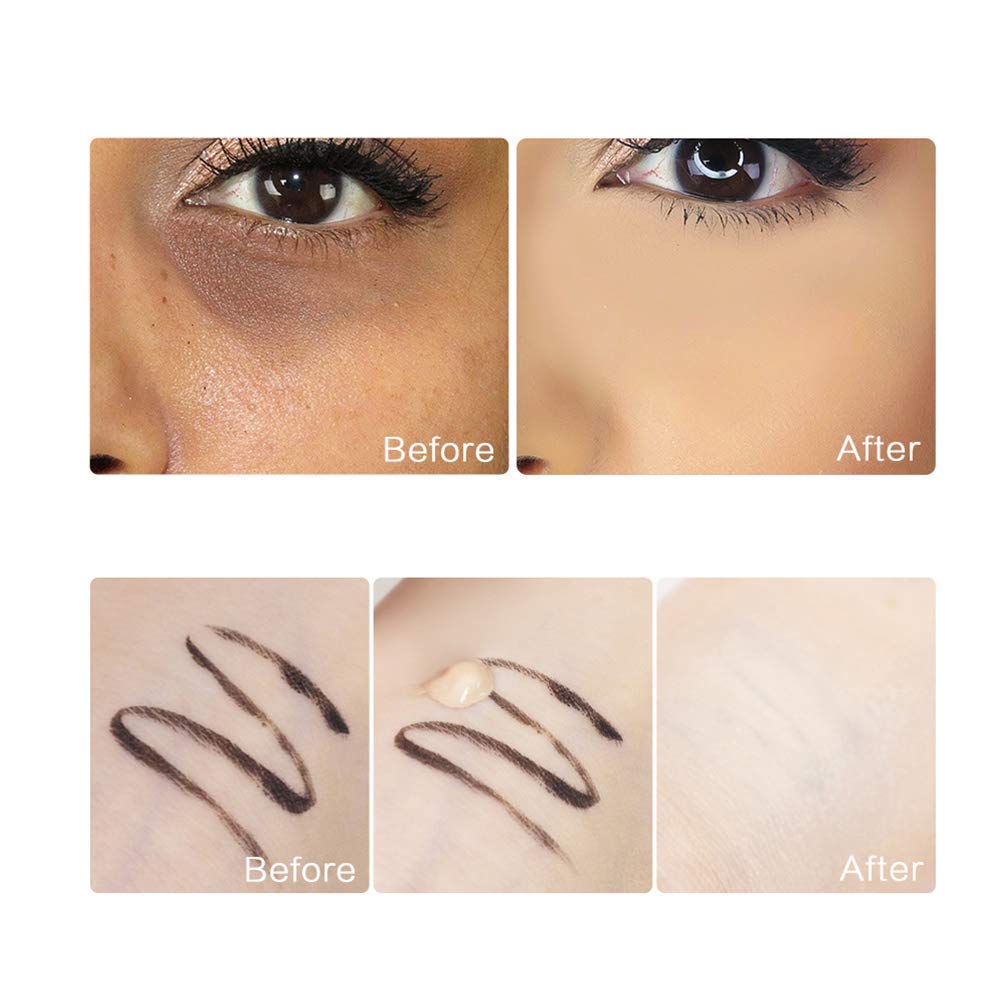 Waterproof Full Coverage Concealer With Primer Sponge Set, Smooth Matte Flawless Creamy Liquid Foundation Corrector Makeup Kit F