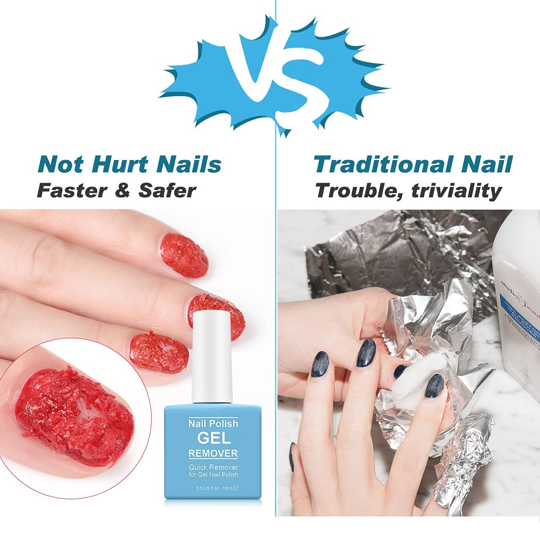 2Pcs Gel Nail Polish Remover, Nail Polish Remover For Gel Nails, Ultra-Powerful Professional Nail Polish Remover, Soak-Off Gel P