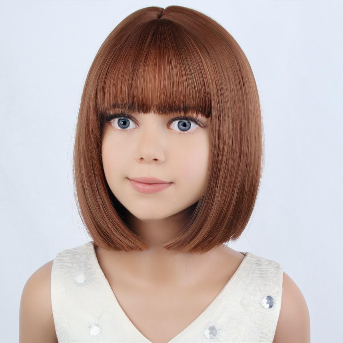 PATTNIUM Kids Dark Orange Wig Child Orange Bob Wig Short Dark Orange Bob Wig for Girls Cosplay Party Synthetic Rose Net Daily We