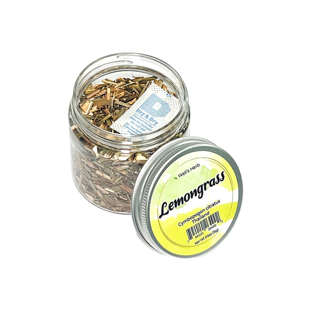 Well'S Herb Dried Lemongrass | 0.6 Oz. | 100% Natural | Perfect For Herbal-Infused Hair Oil | For Hair & Skin Oil Diy | Lemongra