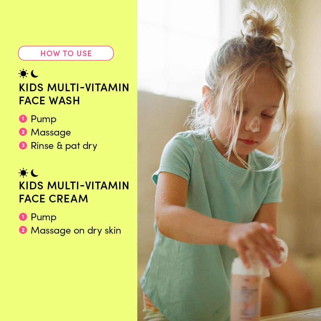 Evereden Kids Happy Face Duo (Cool Peach) - Multi-Vitamin Kids Face Wash & Cream Set - Clean, Vegan Skin Care For 3+ - Moisturiz