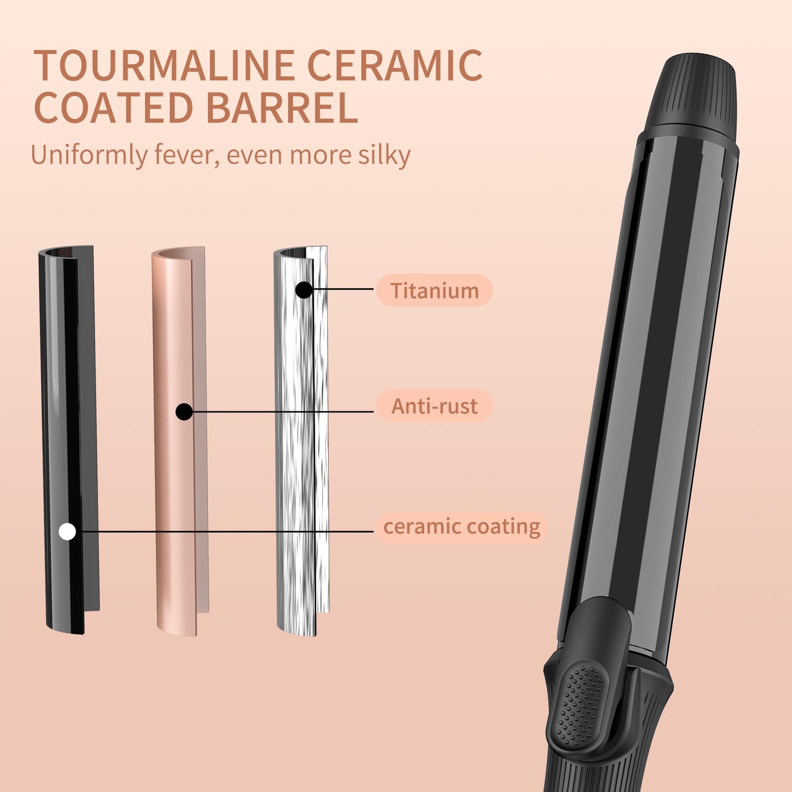 1 1/4 Inch Curling Iron With Clipped Tourmaline Ceramic Barrel Professional 1.25 Inch Hair Curler Up To 450F Dual Voltage For Tr
