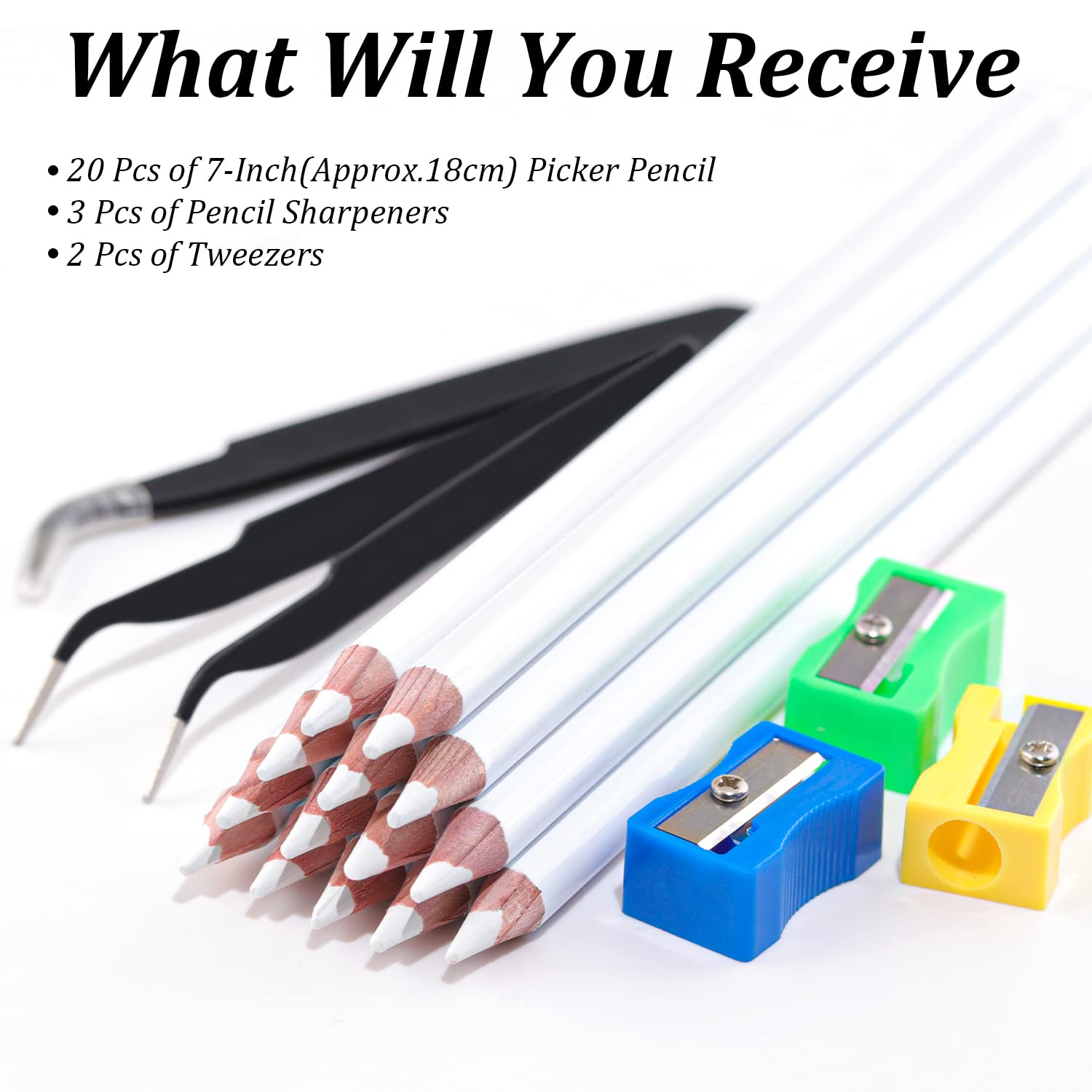 Rhinestones Picker Pencil For Nail Art Gem Crystal Pick Up Tool 7-Inch Rhinestone Pickup Pen 20Pcs With Pencil Sharpener 3Pcs +