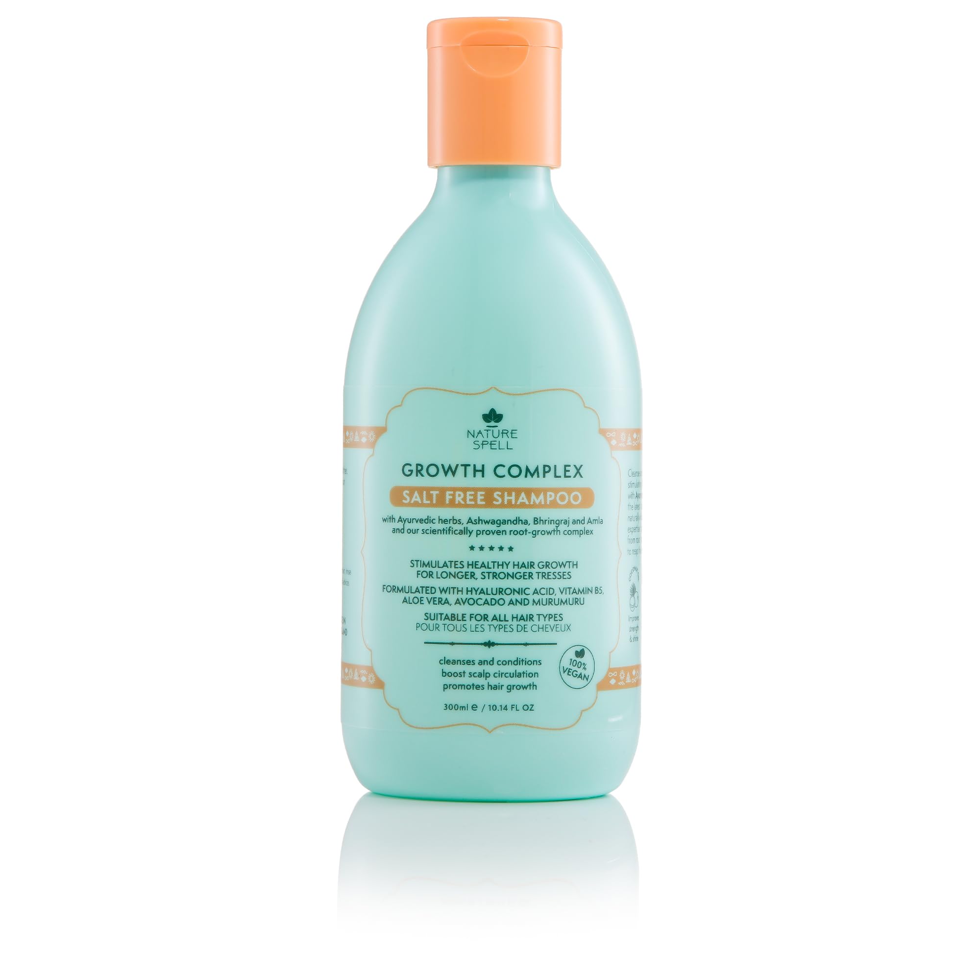 Nature Spell Hair Shampoo For Hair Growth, Infused With Ayurvedic Herbs, Vegan & Sulphate-Free, Suitable For All Hair Types, 10.