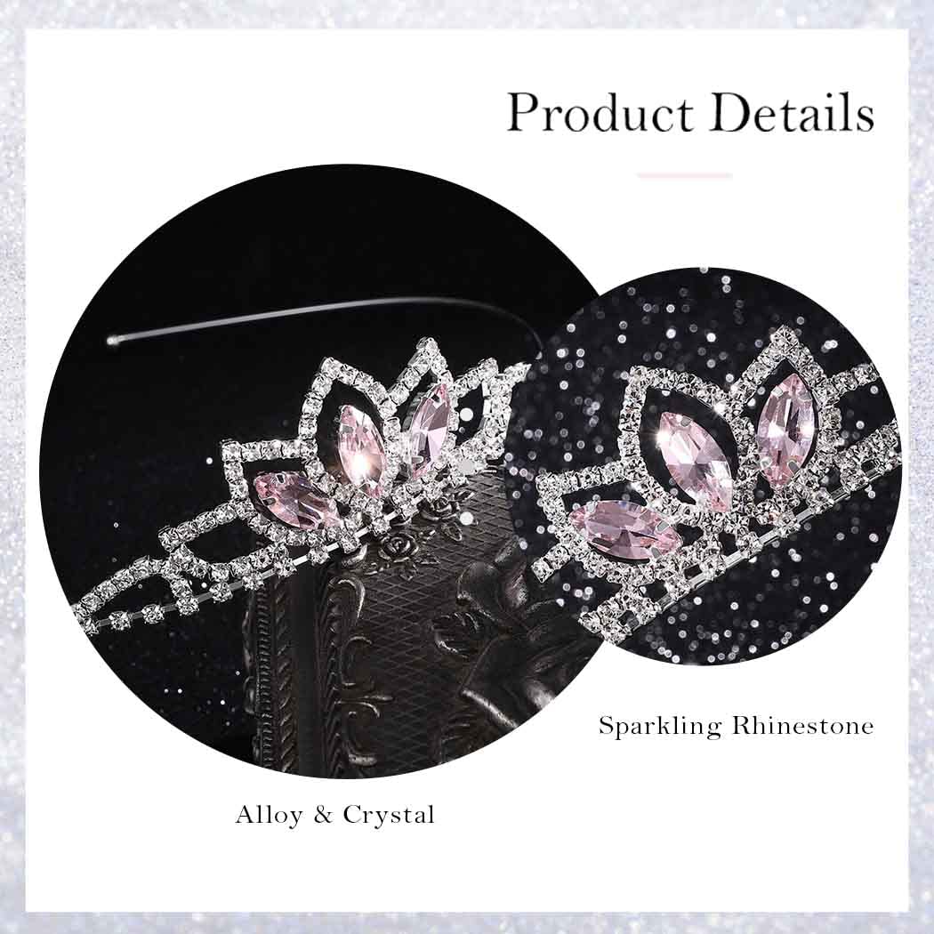 Kilshye Princess Silver Tiara And Crown Pink Crystal Tiaras Girls Pageant Crowns Rhinestone Birthday Headdress For Women And Gir