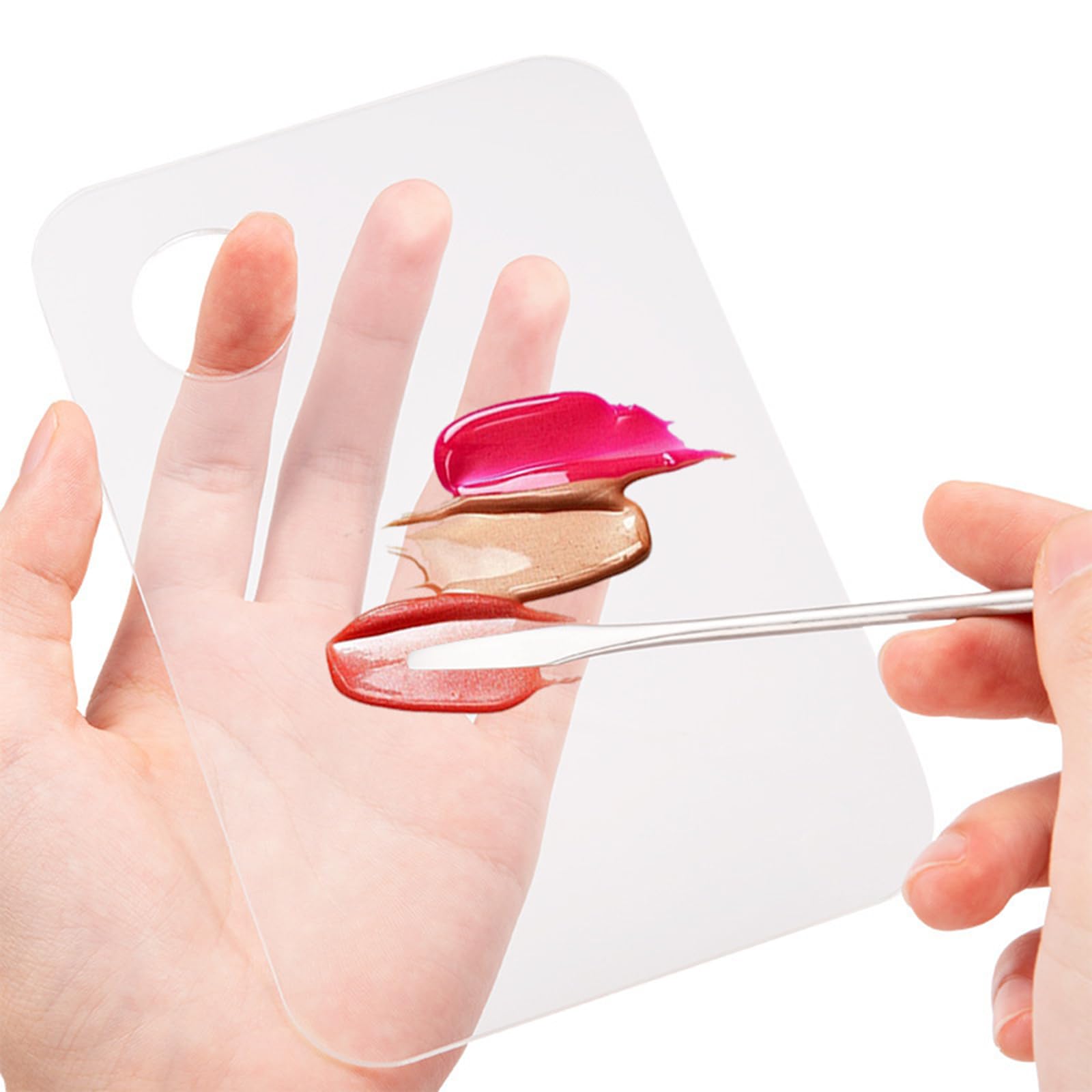 Mcduyant 2 Pcs Acrylic Makeup Palette Makeup Mixing Tray With Makeup Spatula For Beauty Salon Color Cream Liquid Foundation Mixi