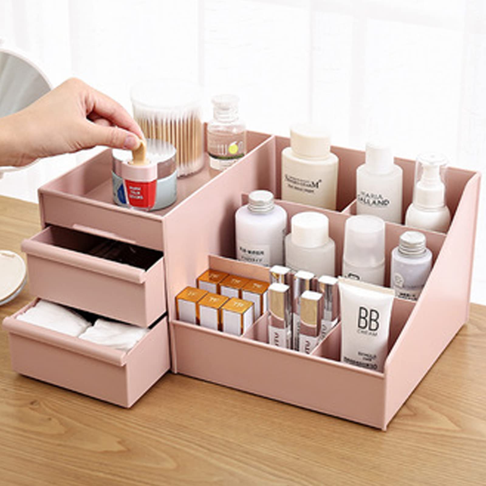 Skin Care Organizer,Makeup Desk Organizer With Drawers,Countertop Organizer For Cosmetics,Vanity Brush With Holder For Lipstick,