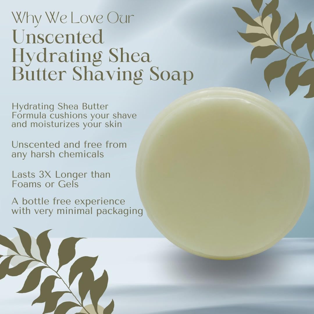 Women'S Unscented Shea Butter All Natural Shaving Soap - Ideal For Sensitive Skin, Long Lasting, And Perfect For Shaving Legs -