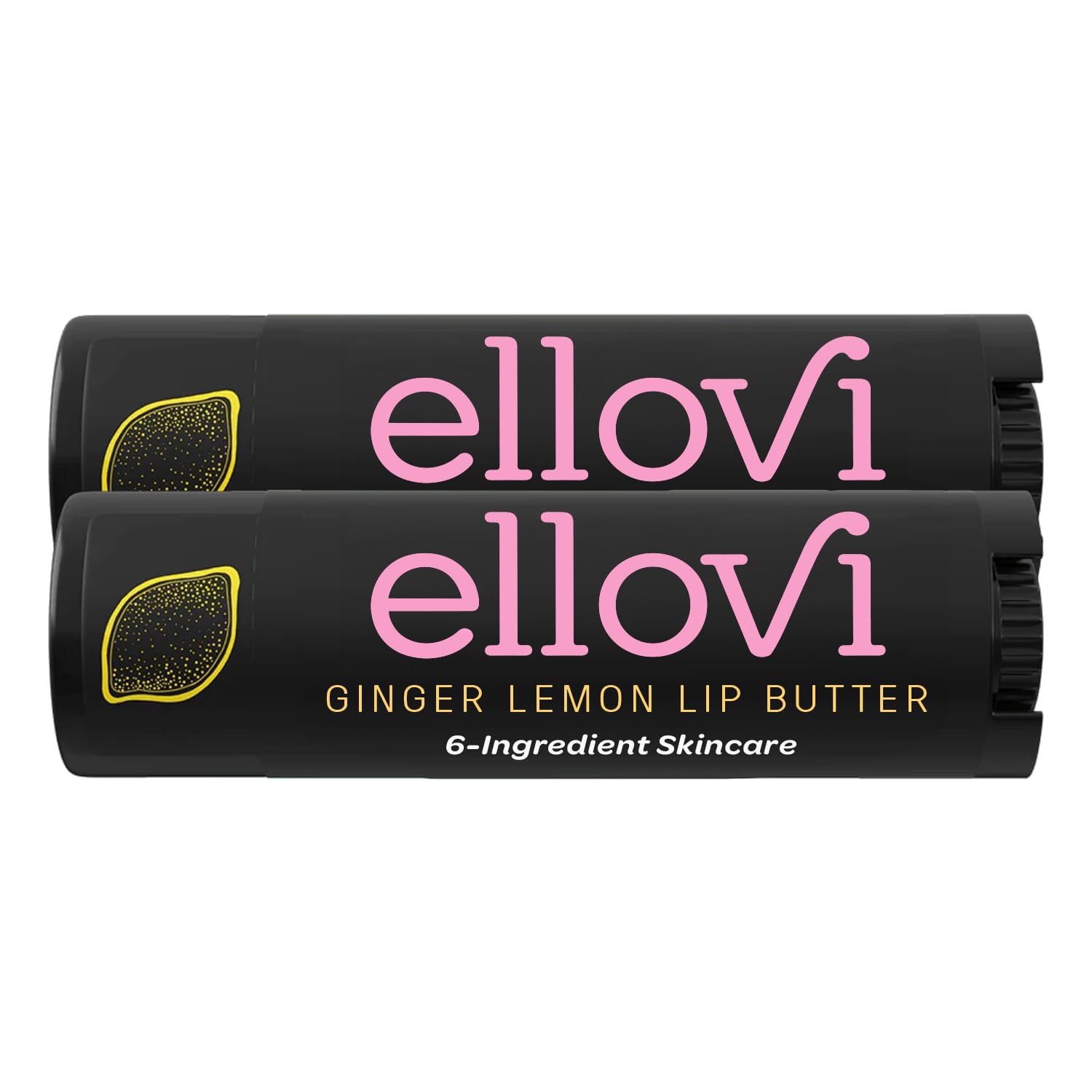 Ellovi Natural Lip Butter Lip Balm - Ginger Lemon - Pure Enough to Eat - Made With Just 6 Vegan Ingredients - 100% Natural & Org