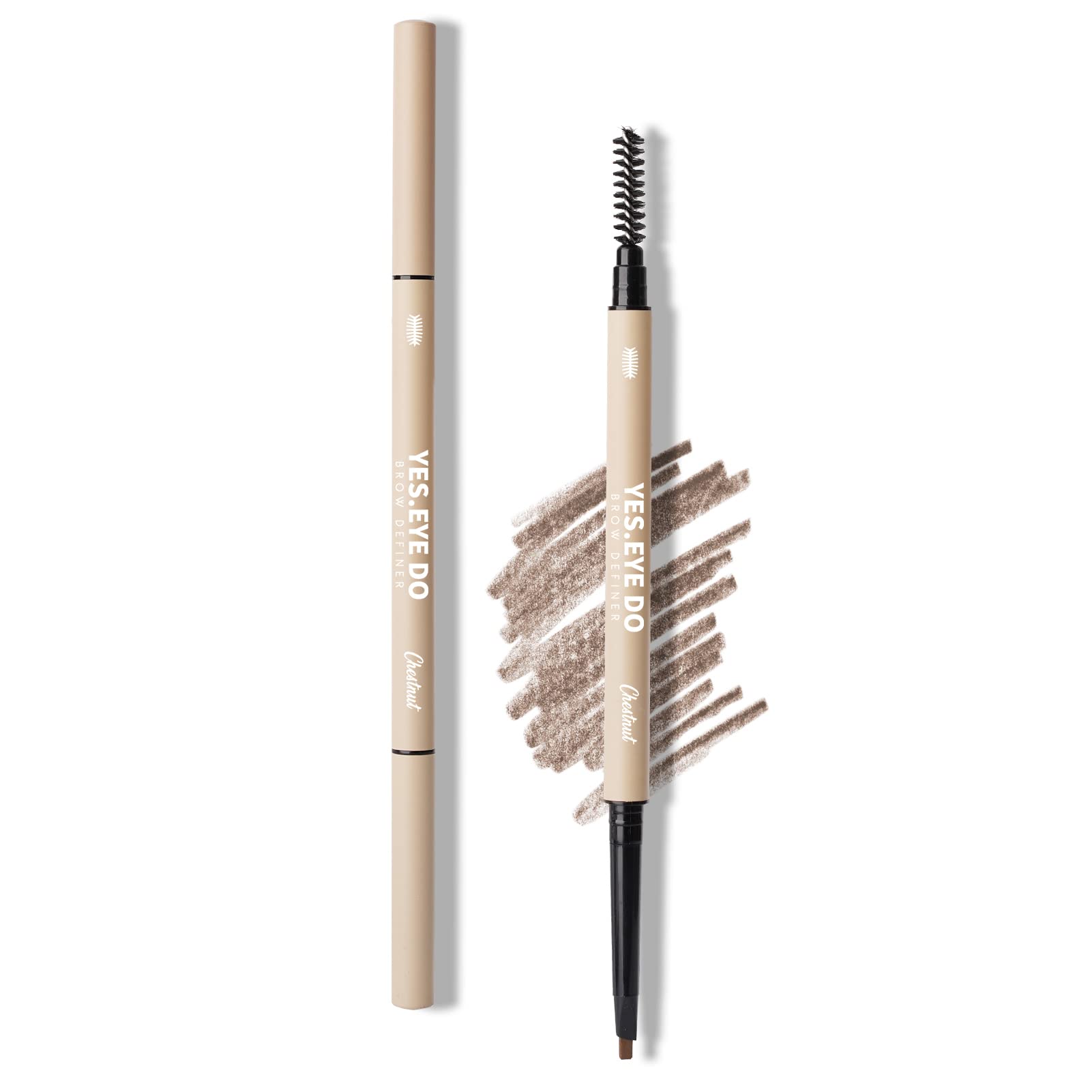 Eyebrow Filler Pencil Brown, Dual-sided Eyebrow Microfilling Pen with Spoolie Brush, Automatic Long Lasting Eyebrow Pencil for W