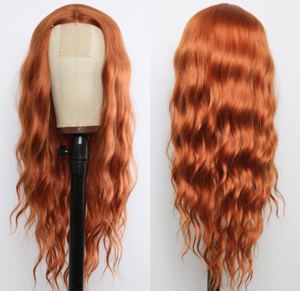 Evlynn Ginger Orange Color Lace Front Wigs Loose Wave Wigs For Fashion Women Heat Resistant Natural Wave Auburn Wigs Long Wavy S