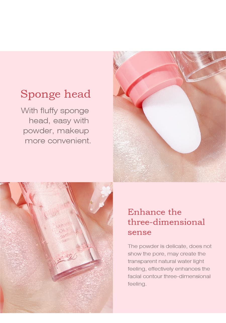 2 Pack Glitter Powder Highlighter Makeup, Body Brightens The Natural Three-Dimensional Face Blusher Patting Powder Highlighter.