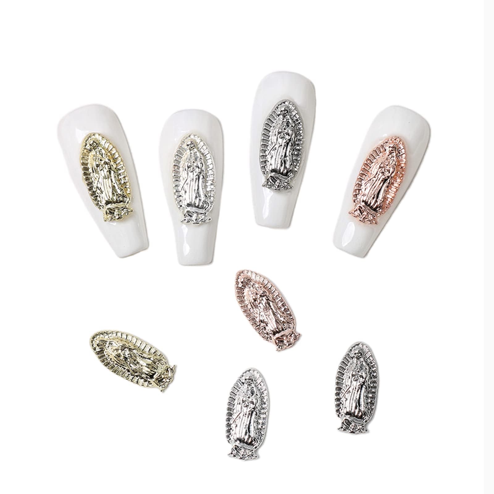 20PCS 3D Embossed Virgin Mary Nail Charms, Virgen De Guadalupe Diamonds Nail Art Charms, Nail Art Accessories for DIY Nail Art D