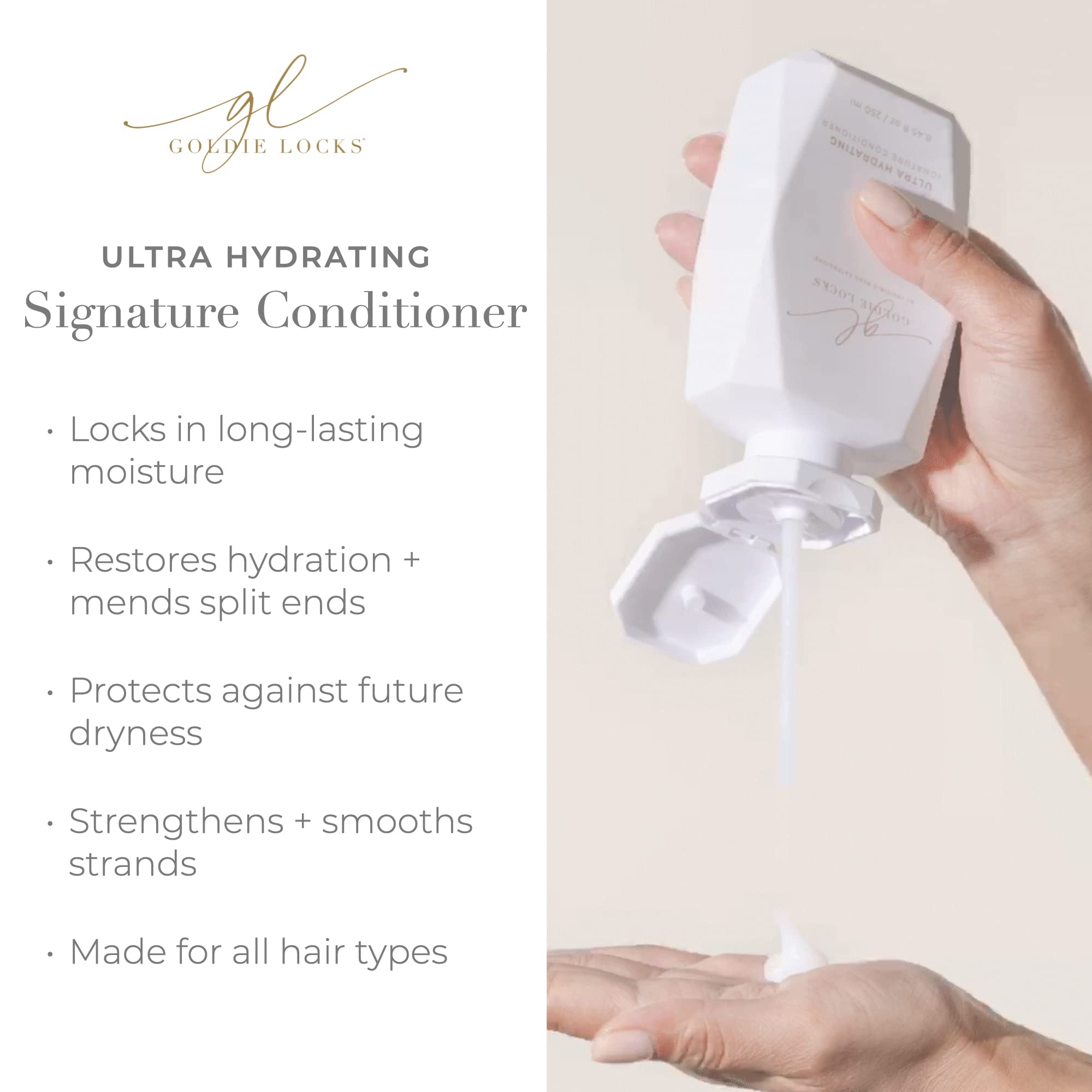 Goldie Locks Ultra Hydrating Signature Conditioner, Safe For Hair Extensions & Color Treated Hair, Moisturizing, Mends Split End