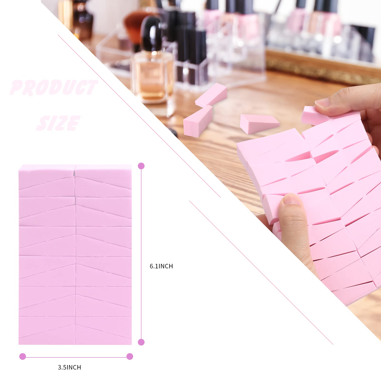 Wsyub Makeup Wedges, 96Pcs Makeup Blenders Sponges, Soft Sponge Cosmetic Puff Small Wedge Shape, Latex Free Foam Sponges Powder