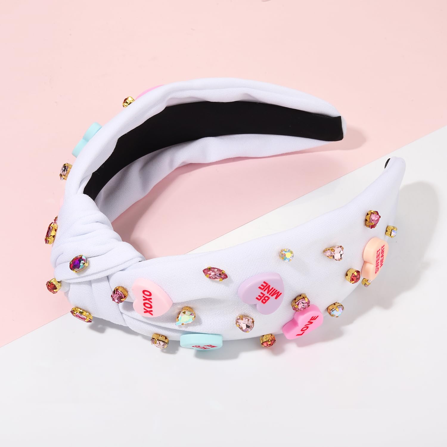 Cealxheny Valentines Day Headbands For Women Conversation Heart Headbands Pink Heishi Bracelets Love Xoxo Earrings Valentines Da