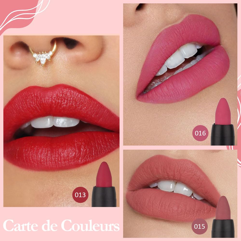 Evpct 3Pcs Rub Red Chestnut Mauve Pink Matte Lipstick Lip Crayon Liner Pencil Pen Makeup Set Dnm Matte Lipstick And Lip Liner Se