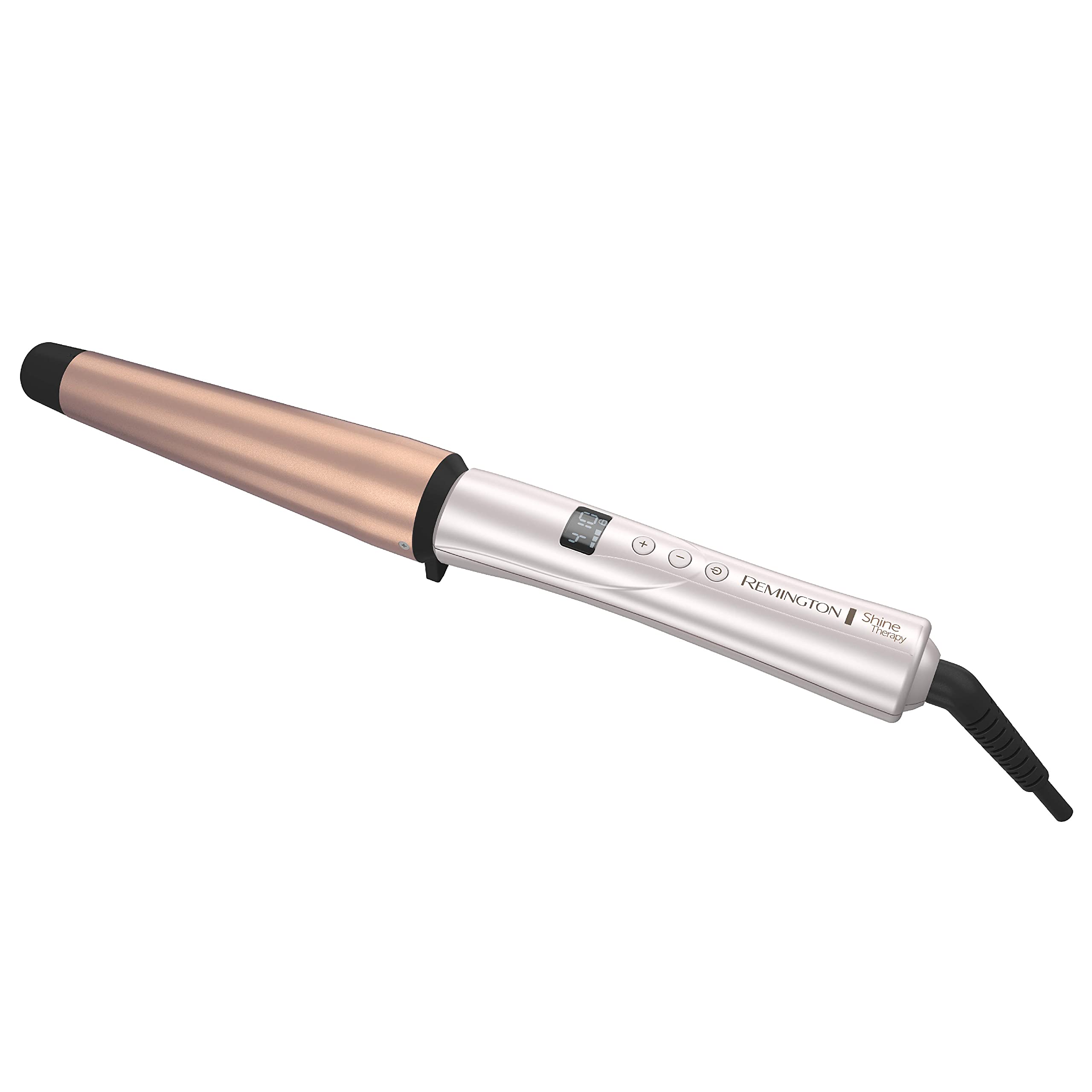 Remington Shine Therapy Curling Wand, Infused With Argan Oil & Keratin, 1-1  Inch Tapered Curling Iron For Tousled Waves, Includ
