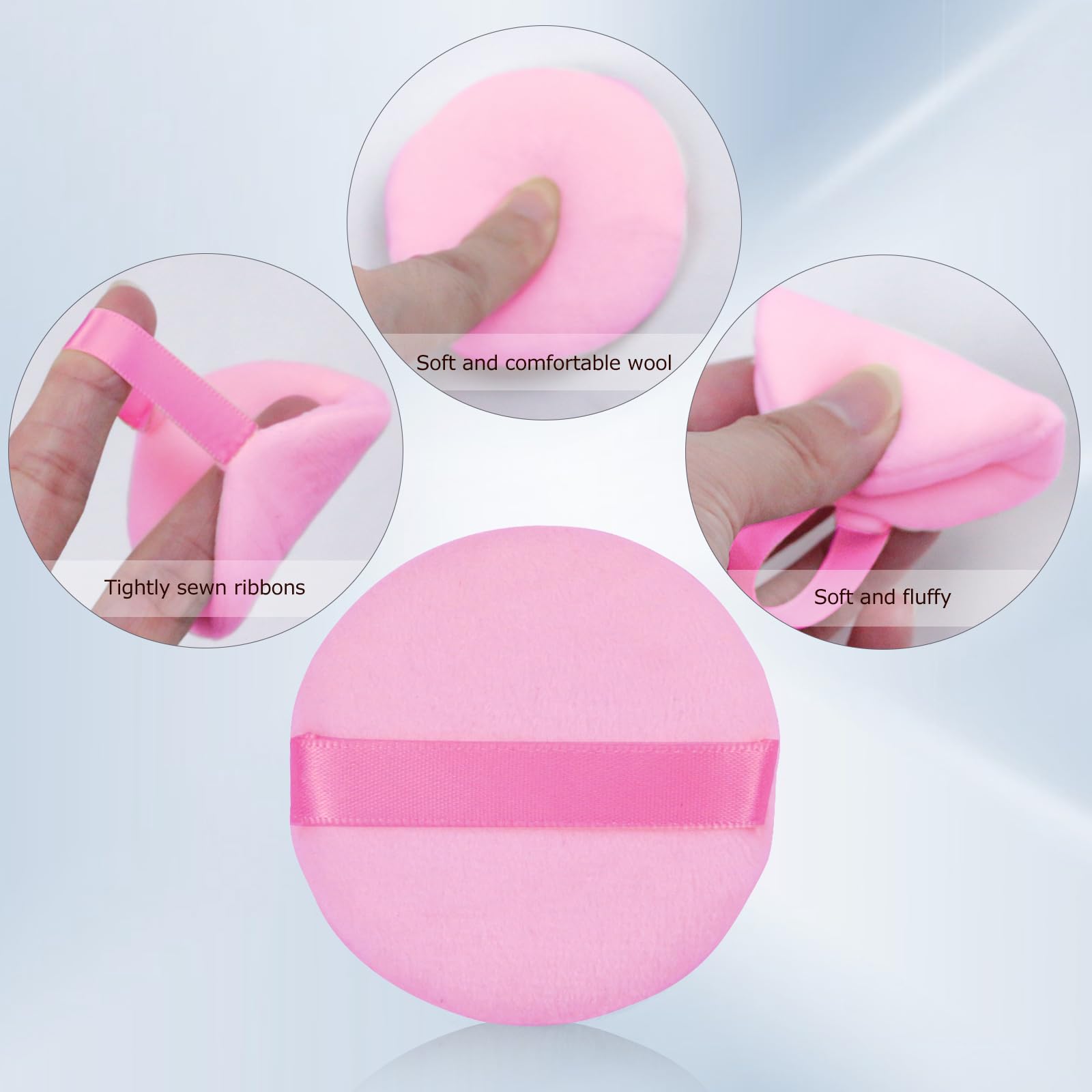 Flytianmy 9Pcs Powder Puffs, 2.16 Inch Round Face Makeup Puff For Body Loose Powder Beauty Makeup Tool Pink