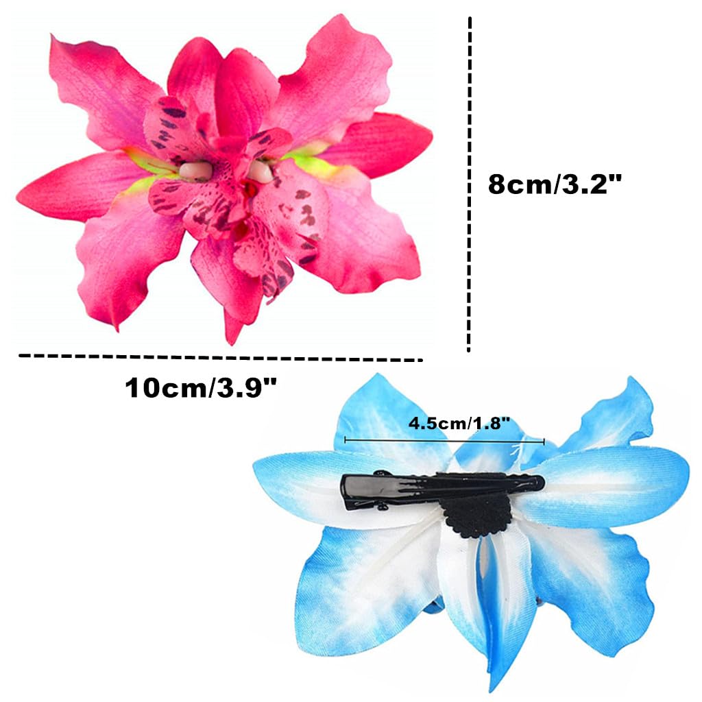 Alimitopia Flower Hair Clip Bohemia Hawaiian Fabric Artificial Thai Orchid Flower Alligator Hair Clip Hairpin Barrette Headdress