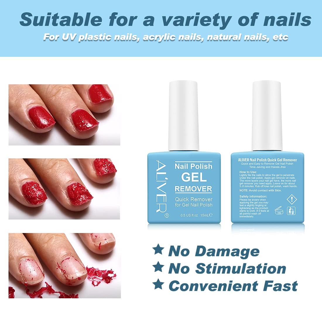 2Pcs Gel Nail Polish Remover, Nail Polish Remover For Gel Nails, Ultra-Powerful Professional Nail Polish Remover, Soak-Off Gel P
