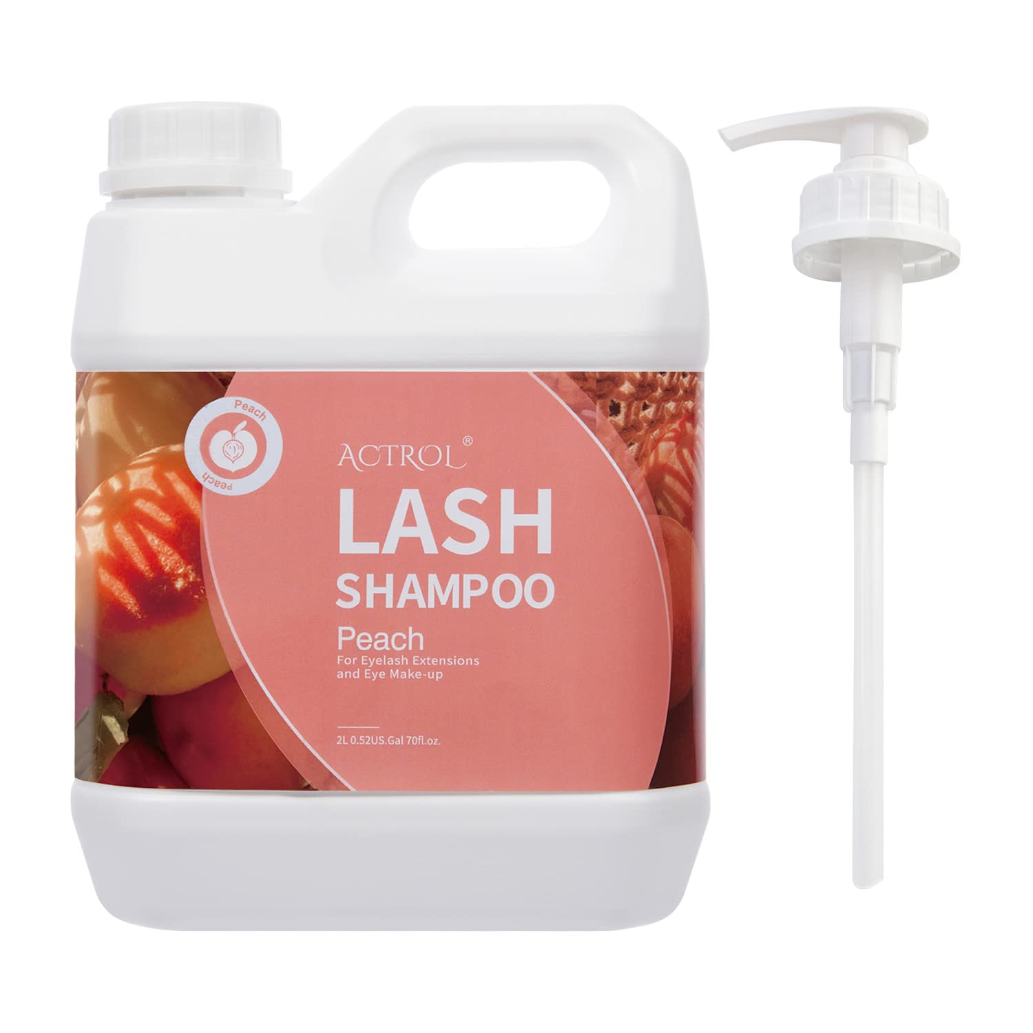 ACTROL Eyelash Extension Cleanser Peach 2L Natural Lash Extension Shampoo Professional Eyelid Foaming Cleanser Paraben & Sulfate