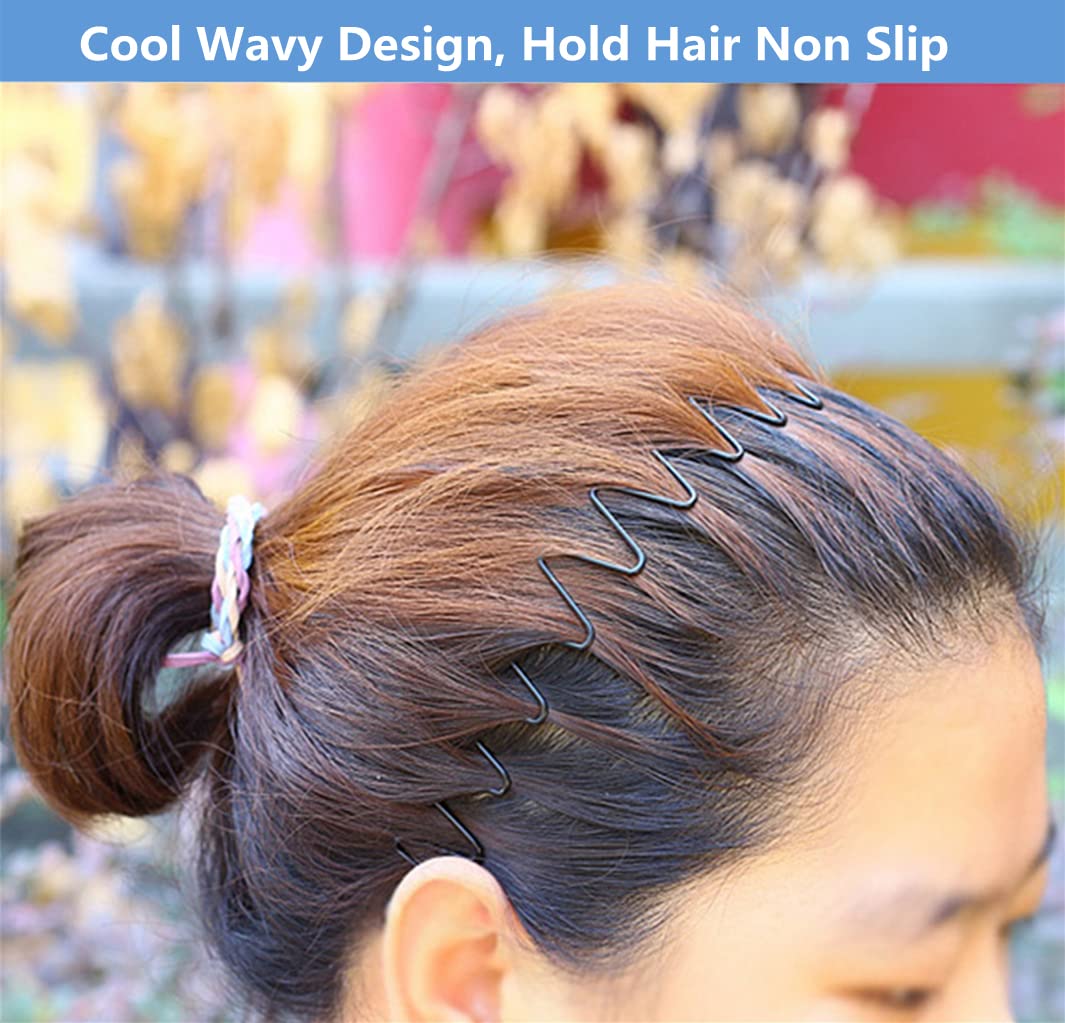 Bodbop Xingzhe Metal Hair Band Men Headband Women'S Fashion Elastic Stylish Sports Hairband Head Hoop With Non Slip Wavy Teeth,