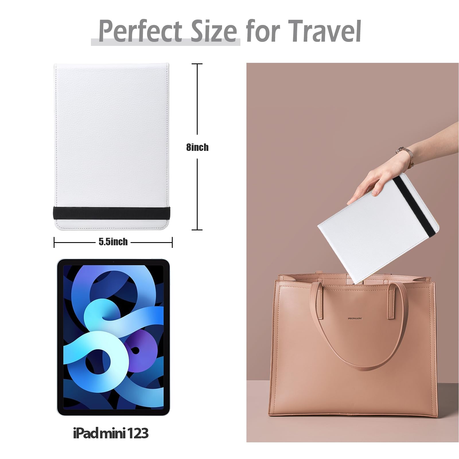 Travel Makeup Mirror With Lights, Lighted Travel Mirror With Pu Leather Cover, 1500Mah Battery 3-Color Light Modes Dimming Led L