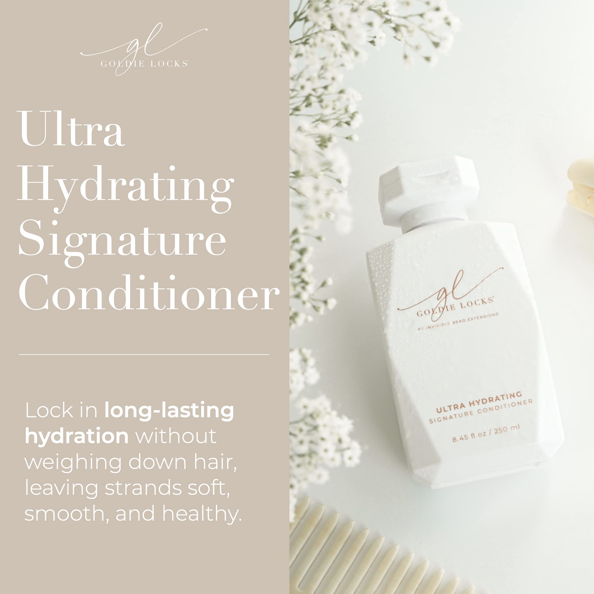 Goldie Locks Ultra Hydrating Signature Conditioner, Safe For Hair Extensions & Color Treated Hair, Moisturizing, Mends Split End