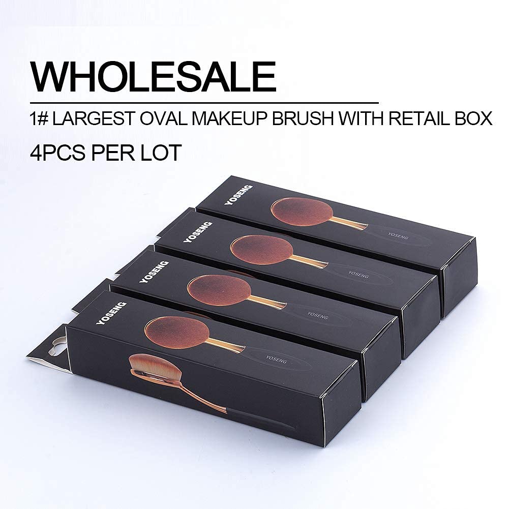 Large Rose Gold Foundation Contour Round Toothbrush Oval Makeup Brushes 4Pcs