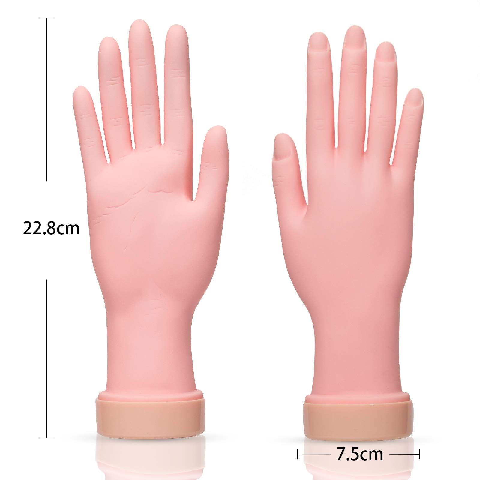 Aoraem Nail Trainning Hand Flexible Soft Practice Plastic Mannequin Hand Nails Tips Art Trainer Manicure Practice Hand Tool