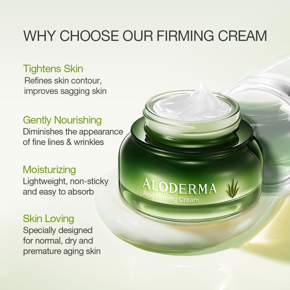 Aloderma Aloe Firming Face Cream - Made At The Source With 67% Organic Aloe Vera - Firming Face & Neck Cream With Vitamin E And