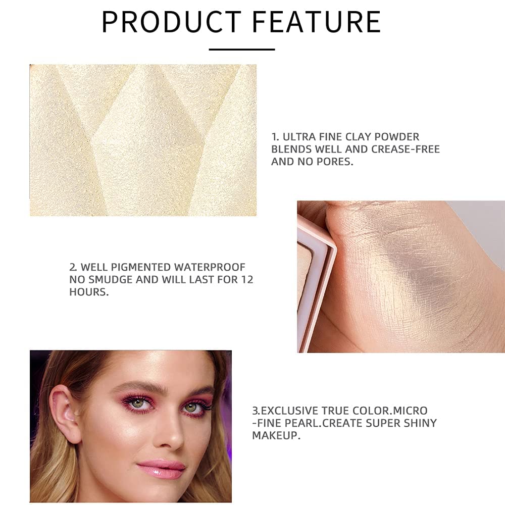 Akary Face Glitter Blush Pink Shimmer Highlighter Blusher Powder Makeup Cosmetics Facial Contour Corrector Shine Rouge (#01 Pear