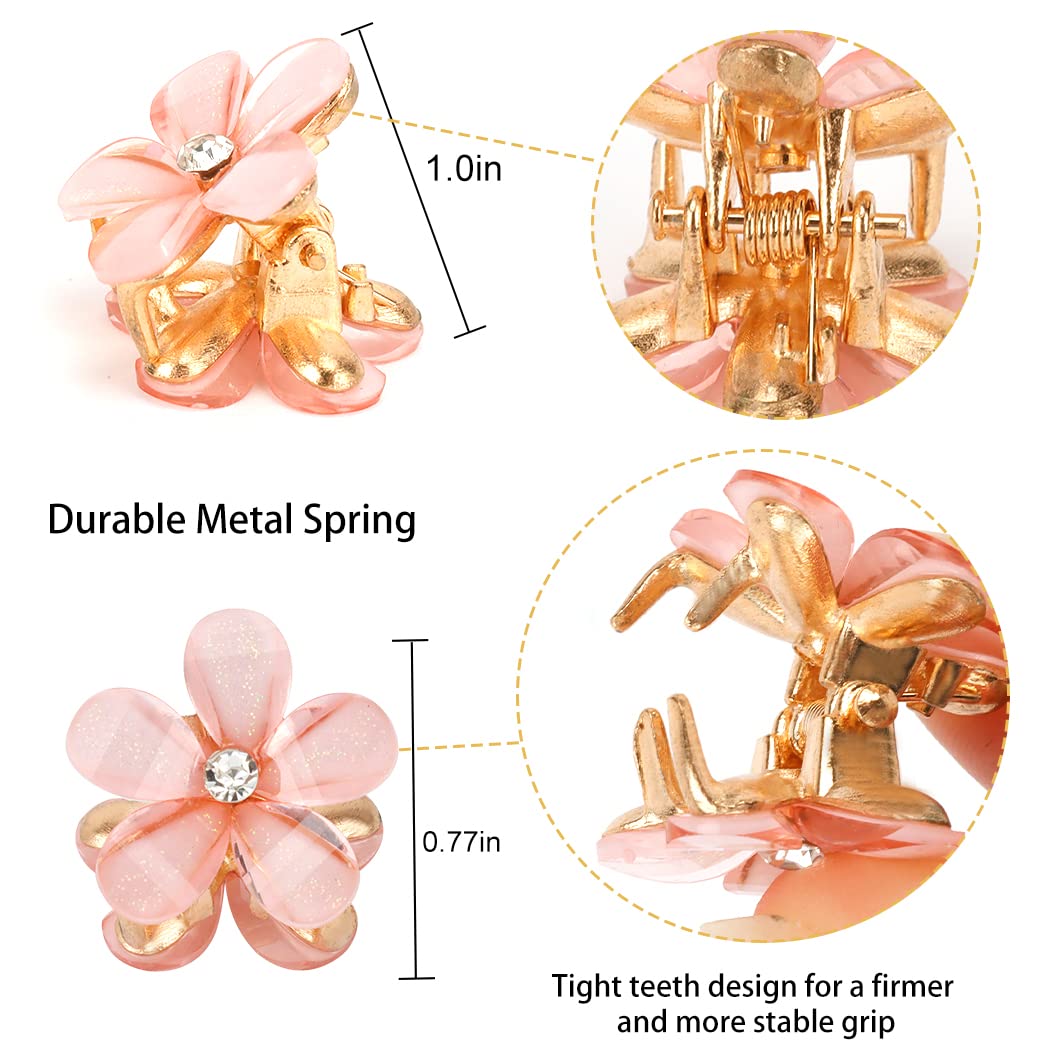 Ahoney 12Pcs Pink Hair Clip Small Claw Clips For Women Mini Flower Girl For Hair Decorations Daisy Hair Clip Bangs Clips Korean