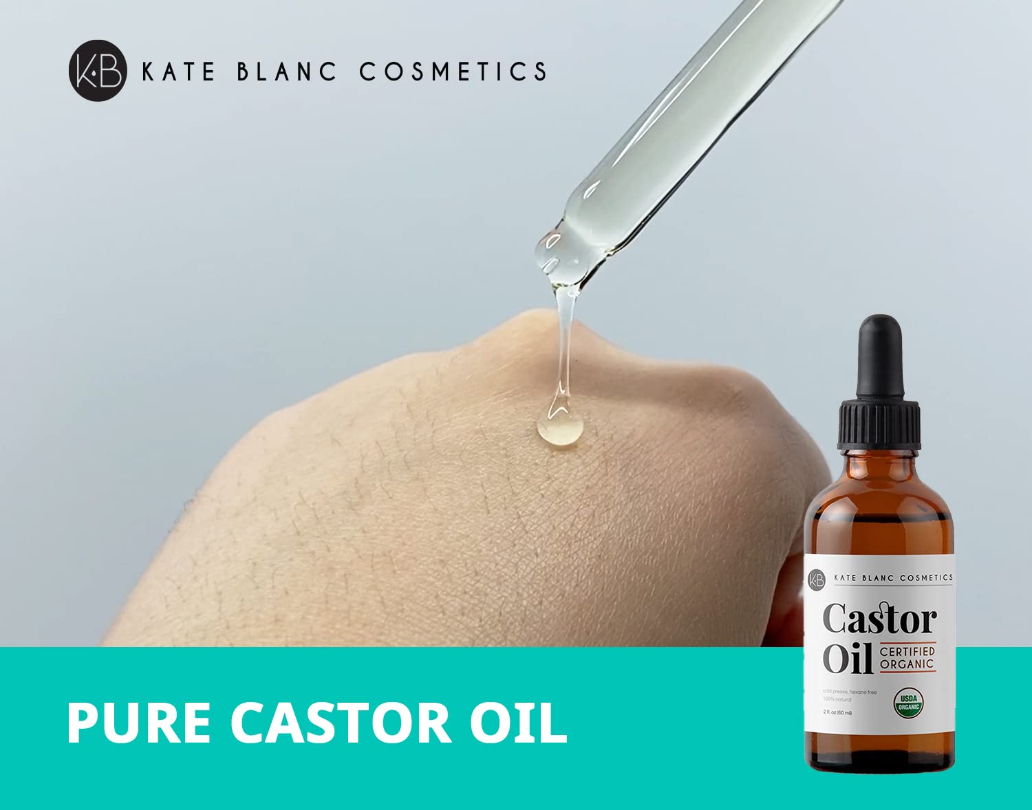 Kate Blanc Cosmetics Castor Oil (2Oz), Usda Certified Organic, 100% Pure, Cold Pressed, Hexane Free Stimulate Growth For Eyelash